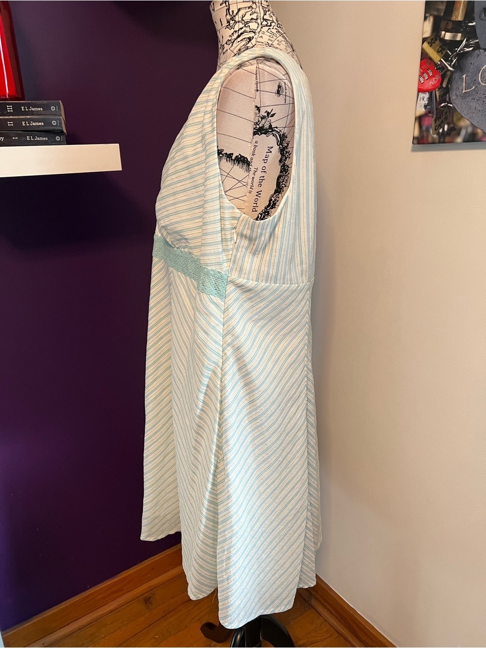 Studio 1940 Pastel Blue and White Striped Plus Size Midi Dress NWT - Picture 5 of 11